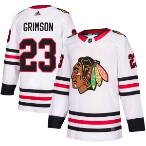 Men's Adidas Chicago Blackhawks Stu Grimson White Away Jersey - Authentic