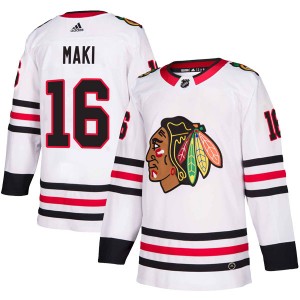 Men's Adidas Chicago Blackhawks Chico Maki White Away Jersey - Authentic