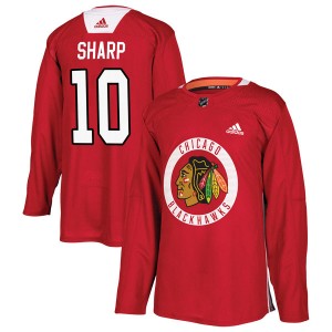 Men's Adidas Chicago Blackhawks Patrick Sharp Red Home Practice Jersey - Authentic