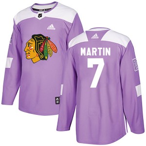 Men's Adidas Chicago Blackhawks Pit Martin Purple Fights Cancer Practice Jersey - Authentic