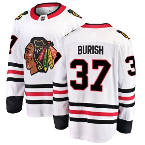 Youth Fanatics Branded Chicago Blackhawks Adam Burish White Away Jersey - Breakaway